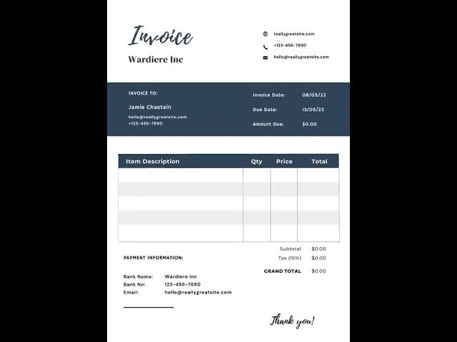 Simple Invoice |Invoice Template| Editable Invoice| Printable Invoice