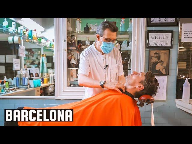 Wet Shave By 2nd Generation Barber In Old School 1920s Spanish Barbershop | Barcelona