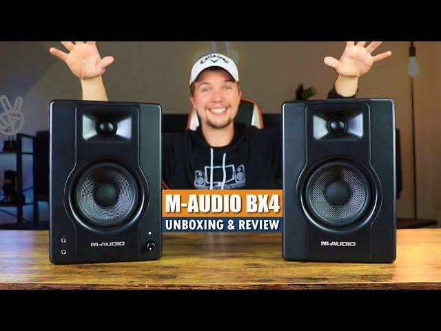 BEST BUDGET STUDIO MONITORS 2021? | M-Audio BX4 Studio Speakers (Unboxing & Review)