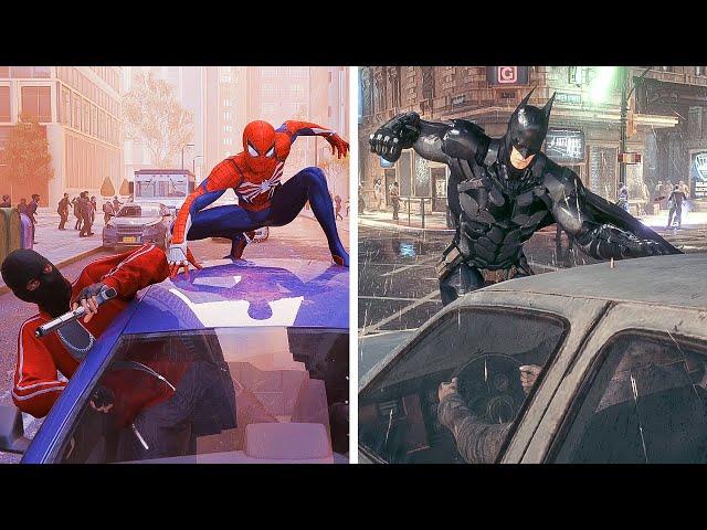 Spider-Man Stops a Car Vs Batman Stops a Car