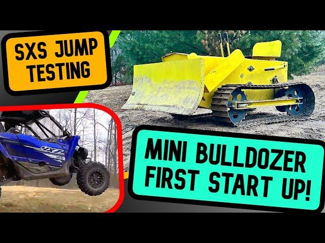 MINI BULDOZER - FIRST START, TRACK BUILDING AND JUMPING THE YAMAHA YXZ ON THE NEW RAMP!