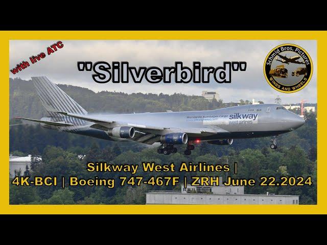 Silkway West ''4K-BCI'' B747-467F landing runway 34 at ZRH (with live ATC)