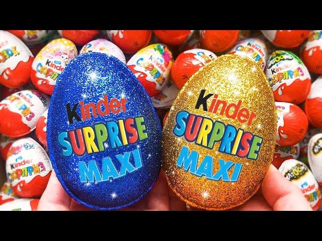 NEW! 500 Glitter Kinder Joy MAXI opening ASMR - A lot of Kinder Surprise egg toys