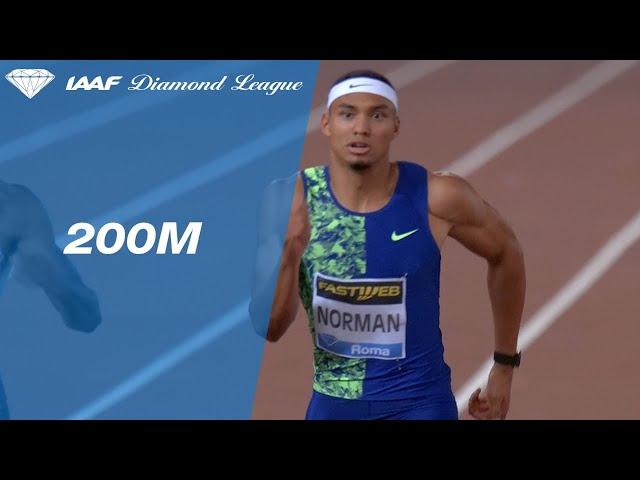 Photo finish between Michael Norman and Noah Lyles at the 200m in Rome - IAAF Diamond League 2019