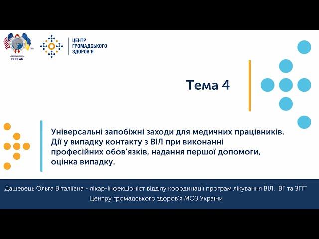 4. Дії у випадку контакту з ВІЛ при виконанні професійних обов'язків.