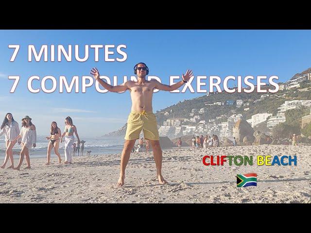 7 Minute COMPOUND EXERCISES Bootcamp Workout | Follow Along | Clifton Beach, Cape Town, South Africa