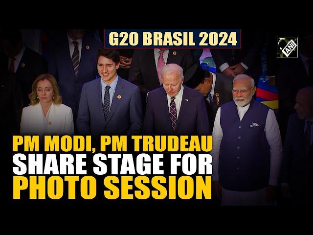 G20 Brasil: PM Modi, Canadian PM Trudeau share stage as world leaders gather for photo session