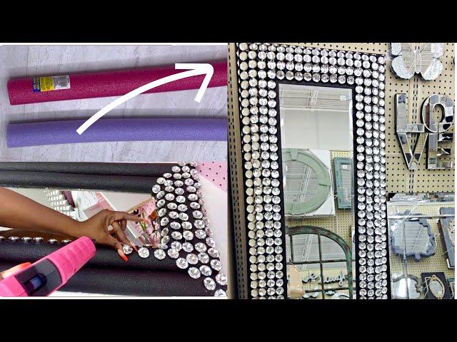 NEW DOLLAR TREE Pool Noodle Wonderful Hack! LARGE GEM MIRROR DIY