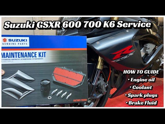 Suzuki GSXR 600 750 K6 K7 Service Guide - Oil change - Coolant - Spark plugs - Brake fluid