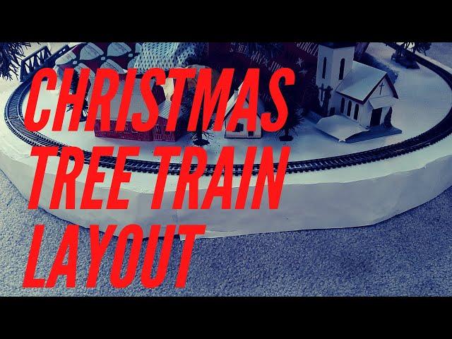 Christmas Tree Train Layout under tree platform set up