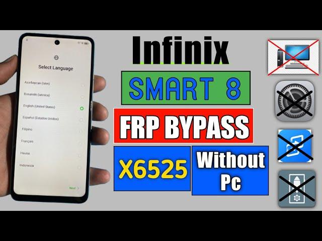 Infinix Smart 8  FRP Bypass Android 13 | Infinix (X6525)  Google Account Unlock | Without Pc 2024