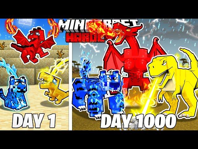 I Survived 1000 Days As ELEMENTAL MONSTERS in HARDCORE Minecraft! (Full Story)