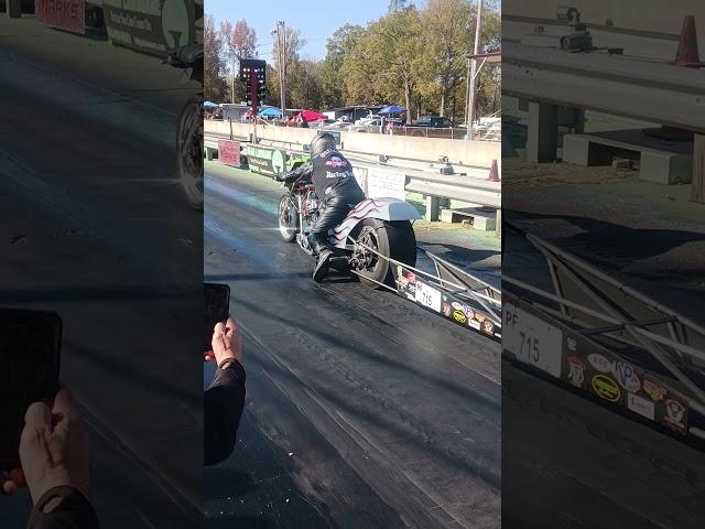 Hotrod 1%er lifts cylinder head on a test pass. #choppers #dragbike #harleyrace #dragbikes #biker