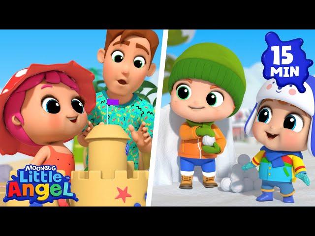 Goodbye Summer Hello Winter Song | 15 MIN LOOP | Little Angel | Kids Songs and Nursery Rhymes