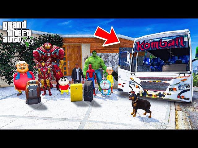 Shin Chan & Franklin Tour in ‘KOMBAN BUS‘ Travelling Los Santos to Forest Mountain in Gta 5 Telugu