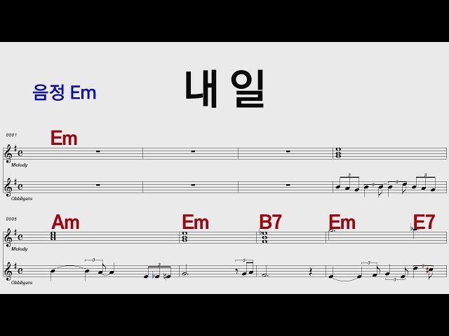 내일 김수철 Em  7080/통기타 카포 악보영상