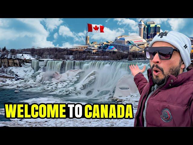 Stunning View Of NIAGARA FALLS In snow ️| US Canada Border | Exlporing Canada Ep.3