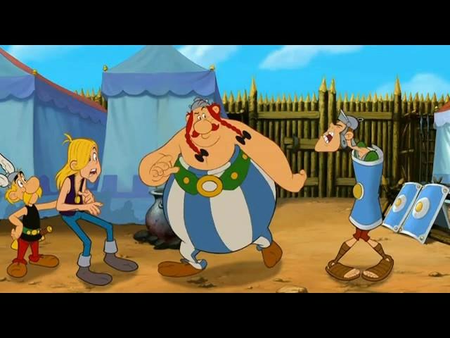 Asterix and Obelix invade a Roman fort. Awesome cartoon. Funny fight.