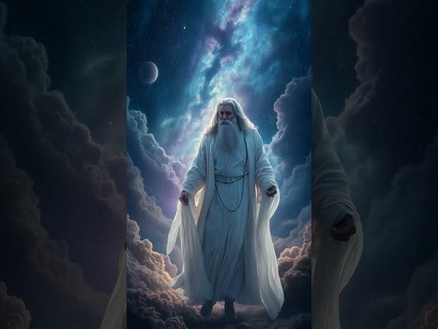 16K Digital Art – Majestic Gray-Haired Man in a Starry Nebula | 3D Galactic Wizard in Night Space