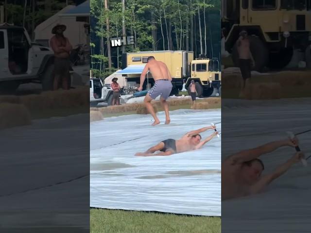They got cooked on world's most dangerous slip and slide 