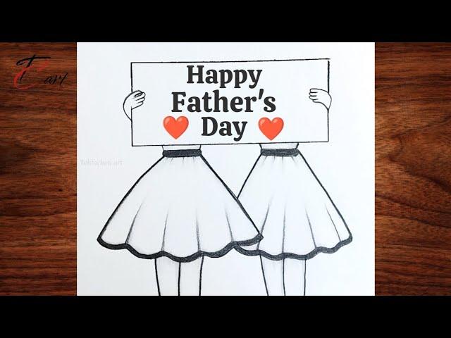 How To Draw A Easy Father's Day Drawing || Draw Girl With Father's Day / drawing for father's day ️