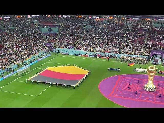 German fans sing anthem before Germany vs Costa Rica match at Al Bayt in 2022 FIFA World Cup