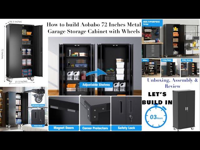 How to build Aobabo 72in Metal Garage Storage Cabinet with Wheels |Metal cabinet assemble and review