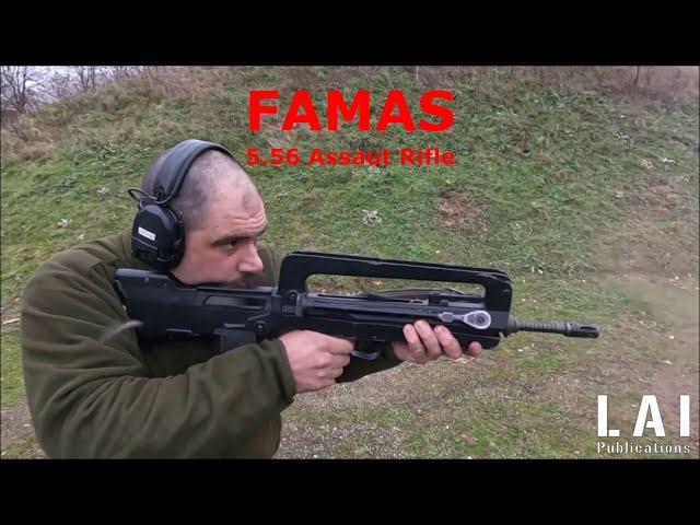 FAMAS F1 : Single, Burst and Full auto at the shooting range with slow motion