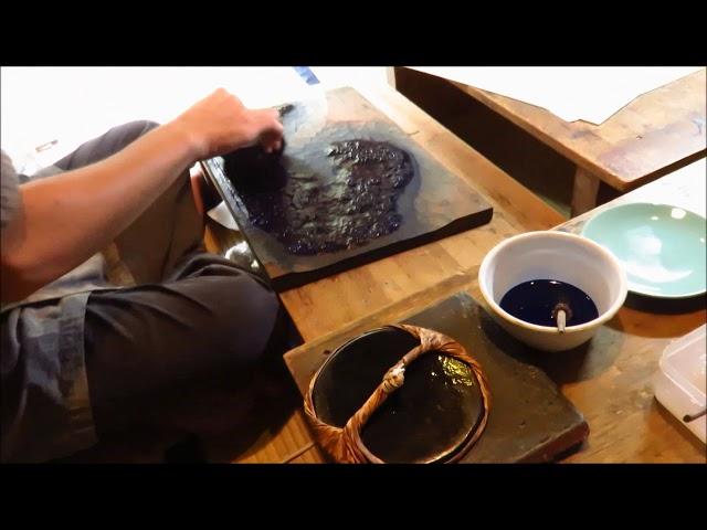 Hokusai's "The Great Wave" Woodblock Printing Demonstration at Takezasa-do 北斎「神奈川沖浪裏」摺りの工程