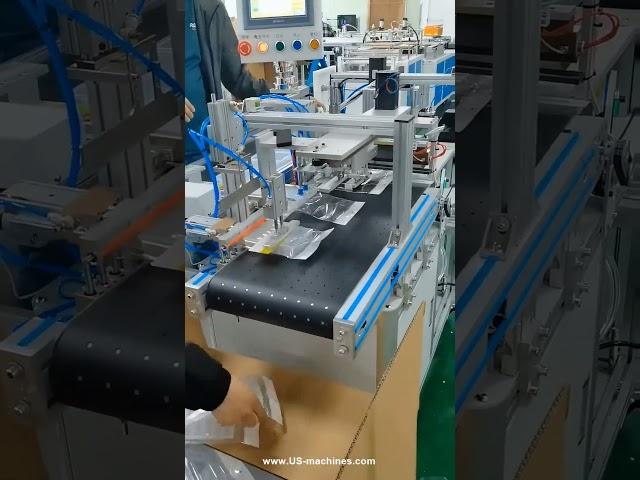 Automatic case side pushing inserting self adhesive tape bag packing machine