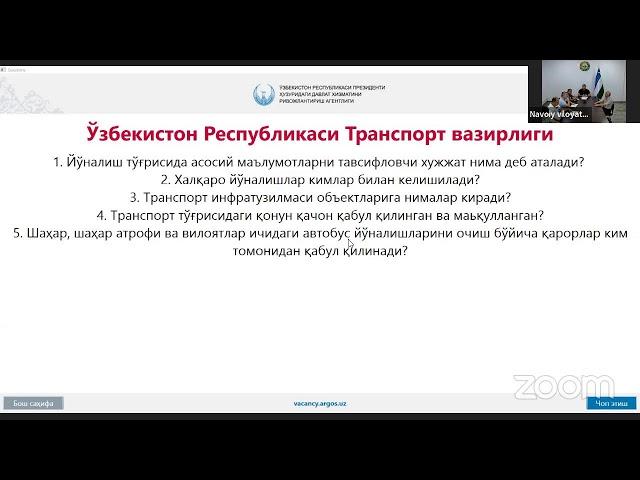 Навоий вилояти транспорт бош. суҳбат. 19.07.2024