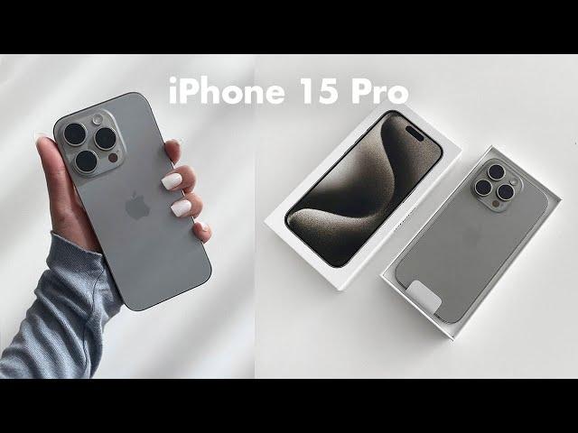 iPhone 15 Pro unboxing (Natural Titanium) Accessories Aesthetic