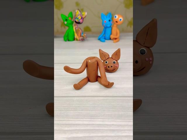 I Made Brown piggy with rainbow friend clay animation #rainbowfriends #clayanimation #stopmotion