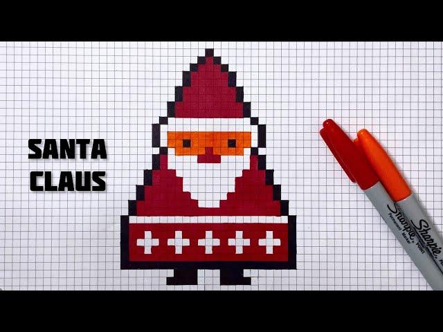 Pixel Art Santa Claus Drawing, How to draw Santa Claus #pixelart #santaclaus #dibujo