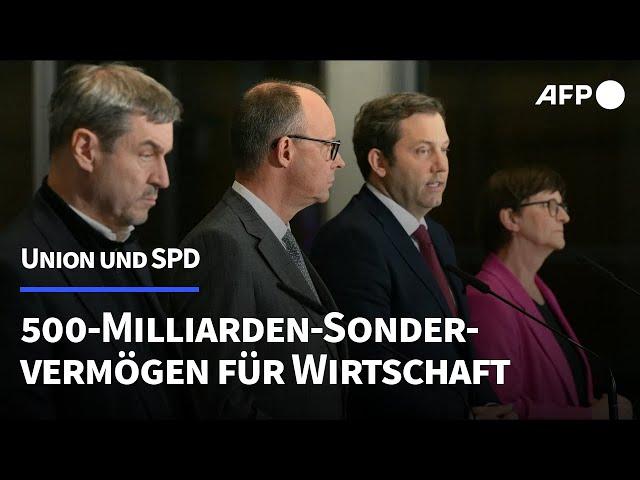 Union und SPD: 500 Milliarden Euro Sondervermögen für Wirtschaft | AFP