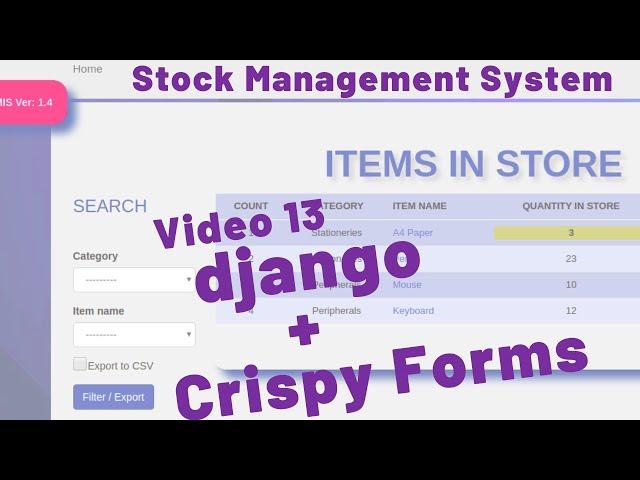 13 STOCK MANAGEMENT SYSTEM - HOW TO ADD CRISPY FORMS IN DJANGO