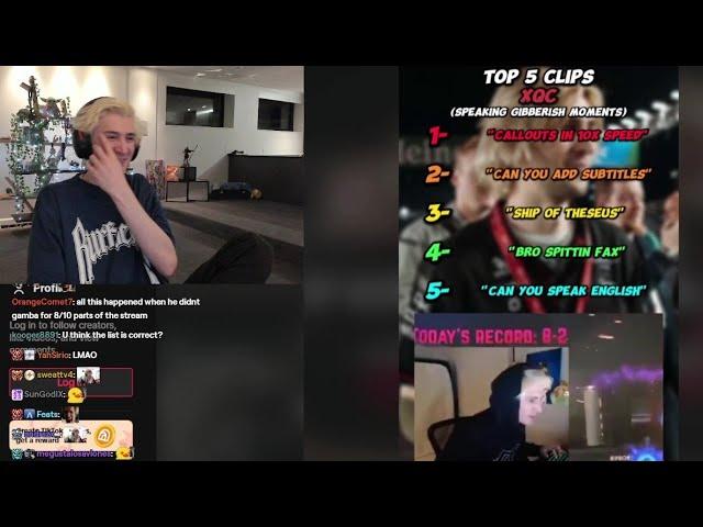 xQc Dies Laughing at "Top 5 xQc Clips"