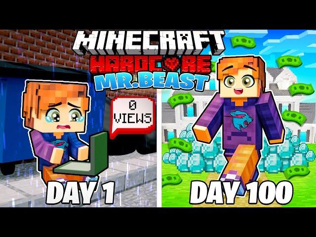 I Survived 100 DAYS as MR BEAST in HARDCORE Minecraft!