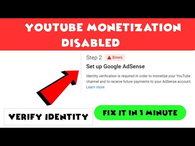 How To Verify Identity In Adsense ? YouTube Monetization Disabled Fix In Hindi 2021 | YouTube Ads