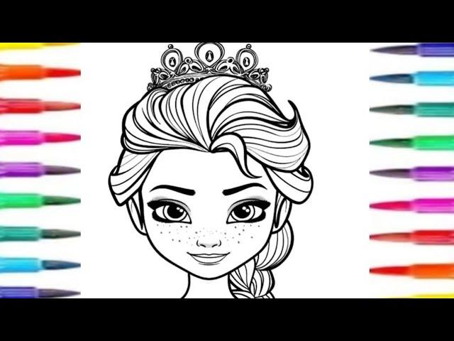 princess drawing for kids |how to draw cute Disney Princess easy |Colouring for kids