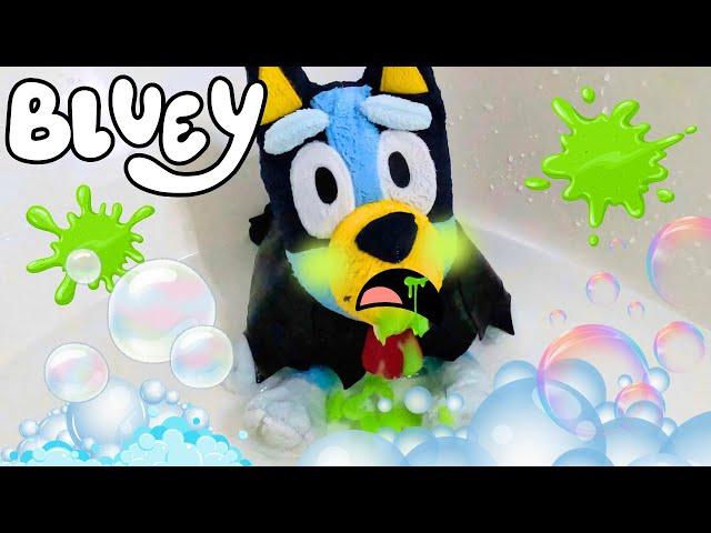  Bluey Gets Sick in the Bath from Jumping in Muddy Puddles Before Halloween  Ms Rachel Surprise!