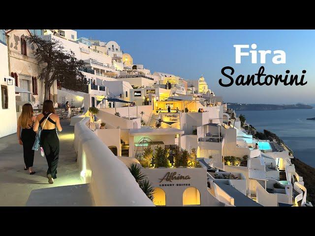 [4K]  Walking tour of Fira, Santorini, Greece 2024