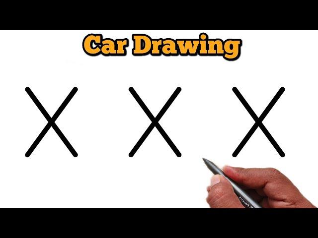 Car Drawing | how to draw car using letter XXX | letter drawing