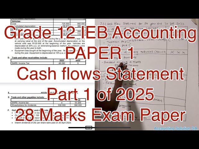 Grade 12 Accounting IEB Cash flows Statement Paper 1 of 2025