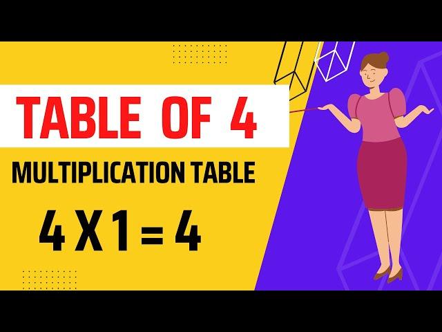 4-x1=4 Multiplication, Table of Four 4 Tables Song Multiplication Time of tables - MathsTables PDM