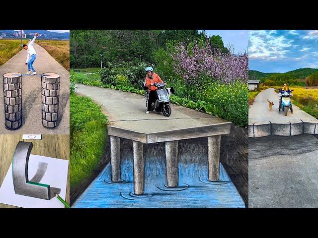 The Best Technique Drawing 3D, Amazing 3D Painting on the Road