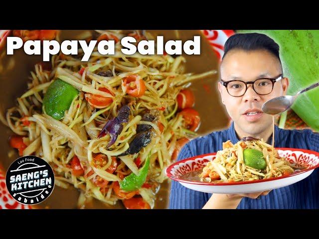 Lao Papaya Salad | Thum Mak Hoong |  ຕຳຫມາກຫຸ່ງ | Lao Food at Saeng’s Kitchen