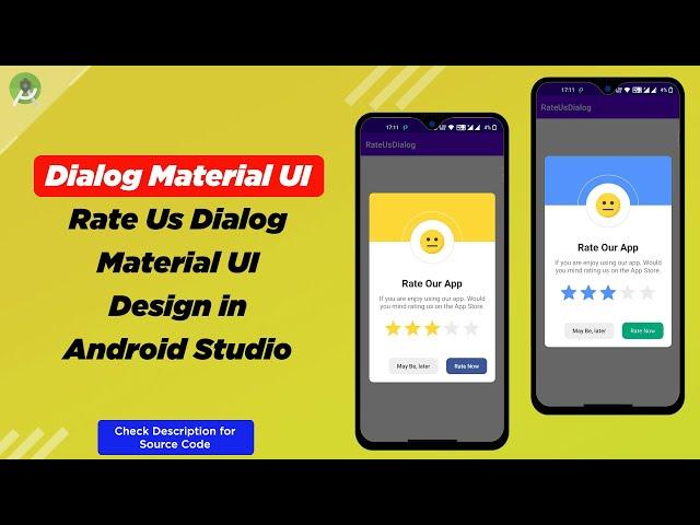 How to create Custom Rate Us Dialog Material UI design in Android Studio