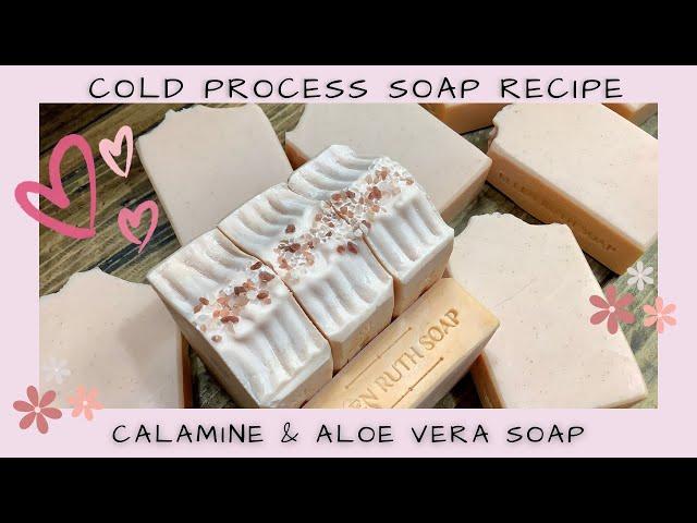 Recipe - How to Make  CALAMINE  Aloe Vera Cold Process Soap | Ellen Ruth Soap