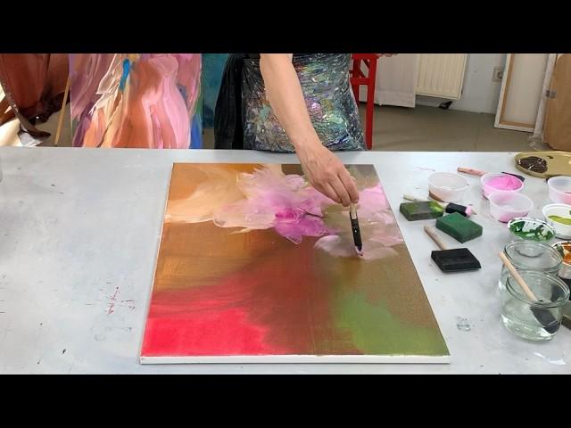 Abstract painting - How to paint intuitively / meditatively / Demo techniques beginners - Acrylic